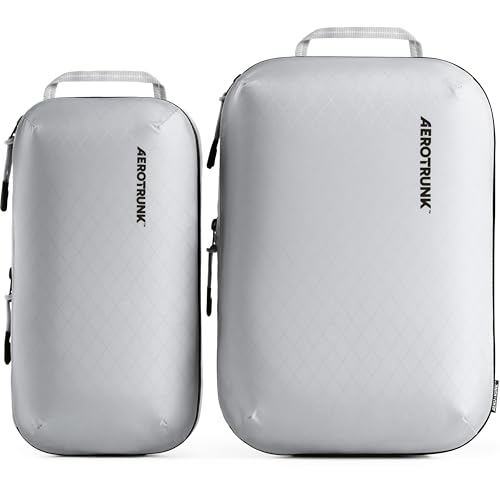 Aerotrunk Ultralight Compression Packing Cubes - Lightweight Travel Organizers for Suitcases and Luggage (3-Pack, Light Grey) - color: Light Grey, size: 3-Pack