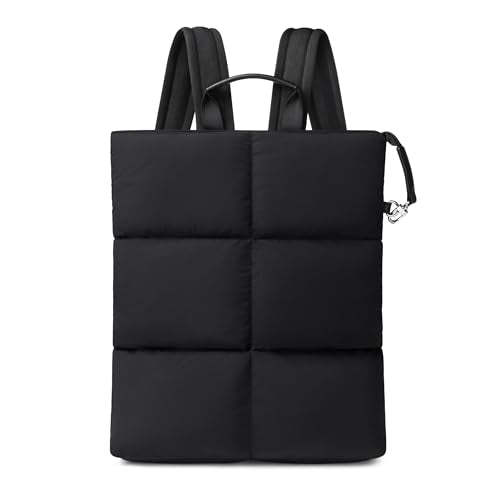Comfyable Puffy Laptop Backpack for Men and Women, Everyday Computer Backpack Compatible with 16" MacBook Pro M4, Water-Resistant Daypack for Work, College, and Travel, PFAS Free, Black