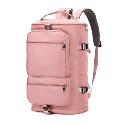 Men's Fitness Travel Bag/Women's Sports Yoga Bag with Shoe Compartment, Carry Weekend/Overnight, Waterproof Camping Backpack, Flight Approved, 35L，Pink - color: Pink