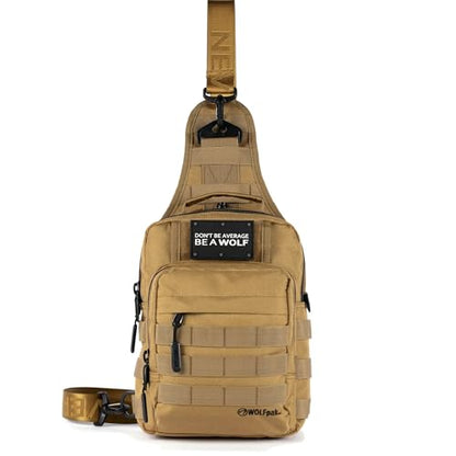 WOLFpak Tactical Sling Bag for Concealed Carry, EDC | Everday Crossbody Daypack - color: Khaki