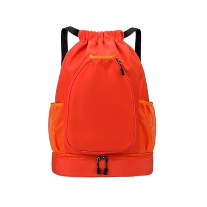 Multifunctional sports bag, backpack, independent shoe compartment, can hold basketball, badminton and tennis(Orange) - color: Orange