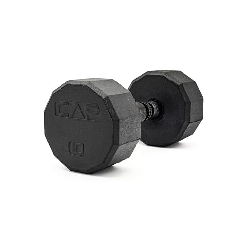 CAP Barbell Coated Hex Dumbbell Weight - Single | 10-120 lbs | Multiple Options - size: 10 lb, style: 12-Sided - Black Handle