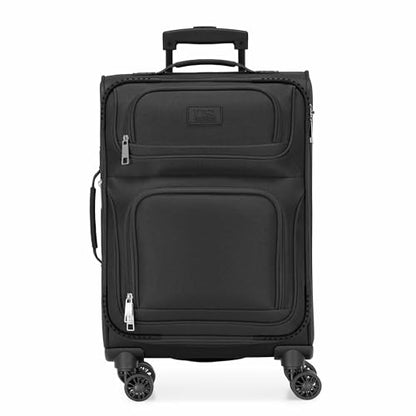 U.S. Traveler Rio Lightweight Softside Rolling Carry-on Suitcase, 4-Wheel Set, Black - color: Black, size: 22"/14"