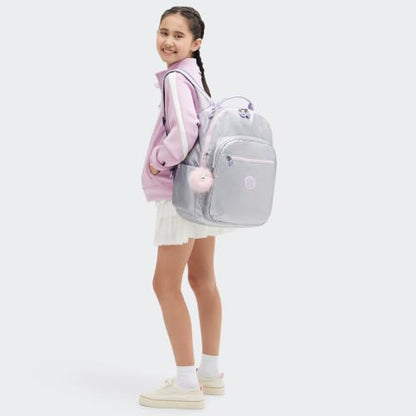 Kipling Women's Seoul Gm Backpack - color: Silver Glow Met, size: 12.75''L x 17.25''H x 8''D