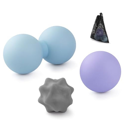 JIEJUNJI Massage Balls Set for Deep Tissue Muscle Relief, Trigger Point & Myofascial Release, Full Body Use for Back, Neck, Shoulder, Foot & Hip (Peanut Ball Set) - style: Peanut Ball Set