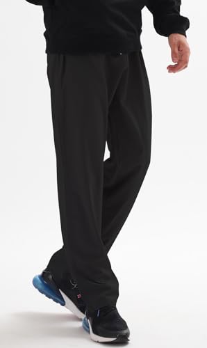 Men's Elastic Waist Hiking Pants Water Resistant Quick-Dry Lightweight Outdoor Sweatpants with Zipper Pockets - color: Black, size: Medium
