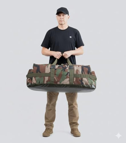 Large Military Duffle Bag Backpack Tactical Field Gear Equipment Duffel Bag Army Deployment Bag 85L - color: DW Camo