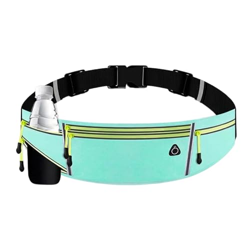 Unisex Running Belt with Water Bottle Holder, Water Resistant Reflective Waist Pack, No Bounce Slim Workout Fanny Pack with Adjustable Strap for Running Hiking Cycling, Fits Phones Keys Cards (Blue) - color: Blue