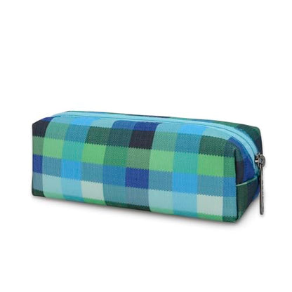 E-Tree Small Makeup Brush Bag – Mini Travel Cosmetic Pouch, Cute Checkered Zipper Case for Toiletry, Accessories & Tech Organizer | Fits Purse, Backpack (Blue Checkered) - color: Blue Checkered