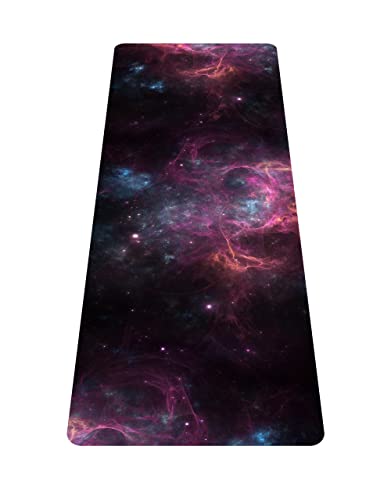 nuveti Printed Travel Yoga Mat-1/16 Inch Thick Non Slip Fitness Workout Mat with Carrying Bag, Foldable Lightweight Suede & Natural Rubber Yoga Mat for Yoga Pilates and Fitness 72" L x 24" W x 1.5mm - color: XingLuoQiBu