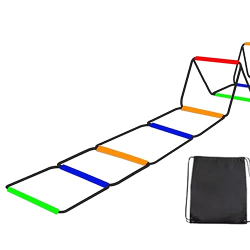 Agility Ladder Speed Ladder Footwork Ladder Workout Ladder Carbon Steel Construction Foldable Design Suitable for Athletic Training Coaches Athletes - size: 10 Grids With Bag