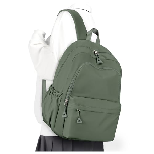 winspansy Backpack for School Teenage Girls Boys,Waterproof Lightweight School Bags Travel Daypack Simple Cute College Backpack Rucksack for Women Men fit 14 Inch Laptop,Army Green - color: A2-army Green