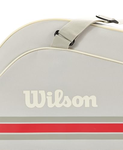 WILSON 2025 Team Tennis Racket Bags - color: Oats/Red, size: Holds up to 6 Rackets