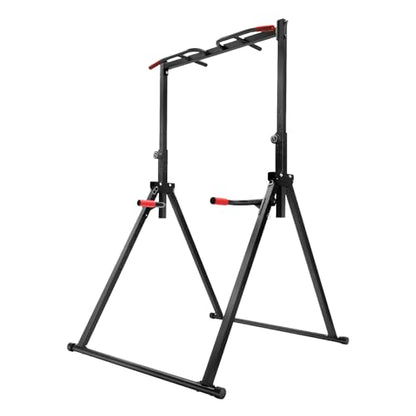 Foldable Power Tower Pull Up & Dip Station - Adjustable Height, 440 lbs Capacity, Home Gym