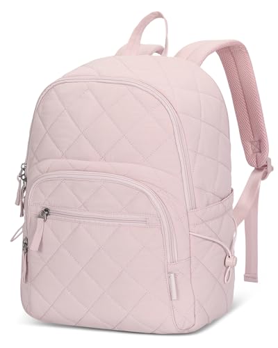 Hynes Eagle Travel Laptop Backpack Quilted College Backpack for Women Puffer Casual Daypack Personal Item Bag for 16 Inch Light Pink - color: Light Pink