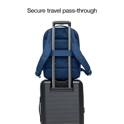 Incase Crosstown Backpack – 20L Everyday Laptop Backpack for Work, Travel – 16" Faux Fur MacBook Sleeve, External Front Pocket, Water Bottle Pockets, Travel Pass Through - Navy - color: Navy
