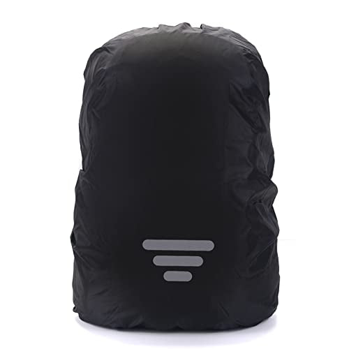 Backpack Rain Cover Waterprooff, Portable Rain Cover for Backpack Outdoor Raincover with Reflective Strip for Camping Hiking Biking Traveling Black - color: 3 Stripe, size: L (For 45-55L)