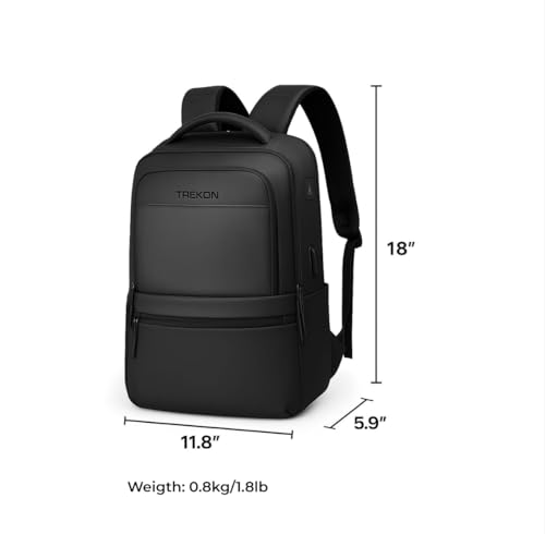 TREKON Laptop Backpack for Men, Fits 15.6" Laptop, USB Charging Port, Water-Resistant, Anti-Theft, TSA Approved Travel Bag, For Business & College