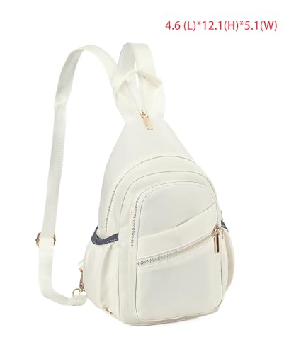 Xsecnua Small Crossbody Bag Convertible Mini Backpack for Women, Cross Body Sling Bag Sling Backpack for Travel Daypack - color: Beige White