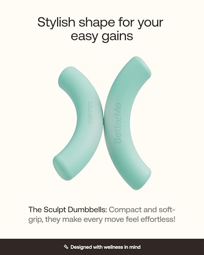 BetterMe Sculpt Dumbbells – 2.2 lb Pair Neoprene Hand Weights – Non-Slip Soft Grip Free Weights for Women – Compact Pilates, Barre & Home Workout Dumbbells - color: Subtle Mint