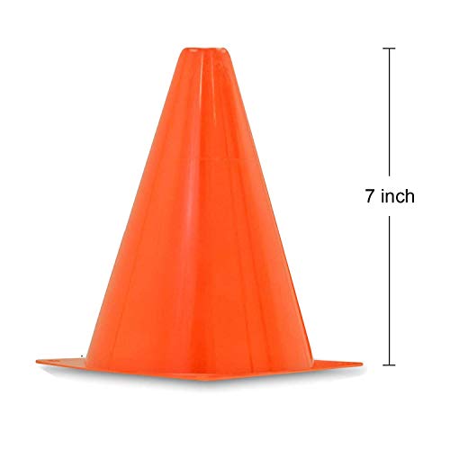 [ 48 Pack ] 7 Inch Plastic Traffic Cones Field Marker Cones Sport Training Traffic Cone Sets for Skate Soccer Indoor/Outdoor Agility Training & Festive Events Physical Education Flexible - Orange