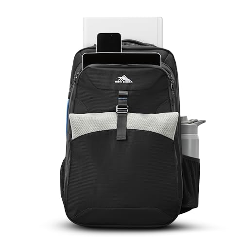 High Sierra Hi-Life 3-in-1 Convertible Backpack - Features Removable Daypack, Stack-It Strap, Adjustable Sternum Strap, Fleeced Pocket For Scratch Protection, Dual Water Bottle Pockets - Black/Blue - color: Black/Blue
