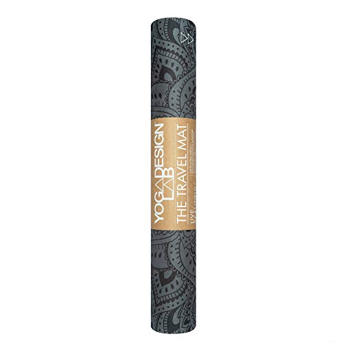 YOGA DESIGN LAB | Travel Yoga Mat | 2-in-1 Mat+Towel | Lightweight, Foldable, Eco Luxury | Ideal for Hot Yoga, Bikram, Pilates, Barre, Sweat | 1.5mm Thick | Includes Carrying Strap! - color: Mandala Black