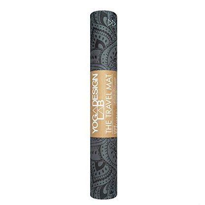 YOGA DESIGN LAB | Travel Yoga Mat | 2-in-1 Mat+Towel | Lightweight, Foldable, Eco Luxury | Ideal for Hot Yoga, Bikram, Pilates, Barre, Sweat | 1.5mm Thick | Includes Carrying Strap! - color: Mandala Black