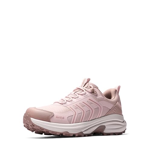NORTIV 8 Women's Waterproof Hiking Shoes Lightweight Travel for Walking All Day Comfort Non-Slip Outdoor Trekking Camping Climbing Fashion Sneakers Armadillo FieldLite - color: Light Pink, size: 9
