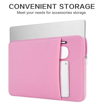 RAINYEAR 13 Inch Laptop Sleeve Case with Front Pocket & Accessories Pouch, Protective Soft Case Padded Cover Compatible with 13.3" MacBook Air/Pro M1 M2 M3 M4 (Pink) - color: Pink, size: 13"