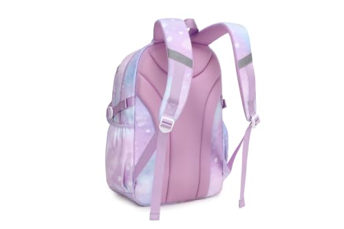 MOONBABY Girls Backpack, Kids Backpack for Girls, School bag for Primary Elementary Teenage, Middle School Students Bookbag - color: Purple Cherry Blossom