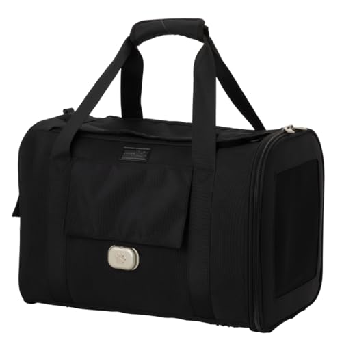 PETiCO NOA 3003 Airline Approved Pet Carrier - Pet Duffle Bag for Small Dogs & Cats Under 15 lbs, Sturdy & Machine Washable with Magnetic Snaps, Medium Size, Black - color: Black, size: Medium