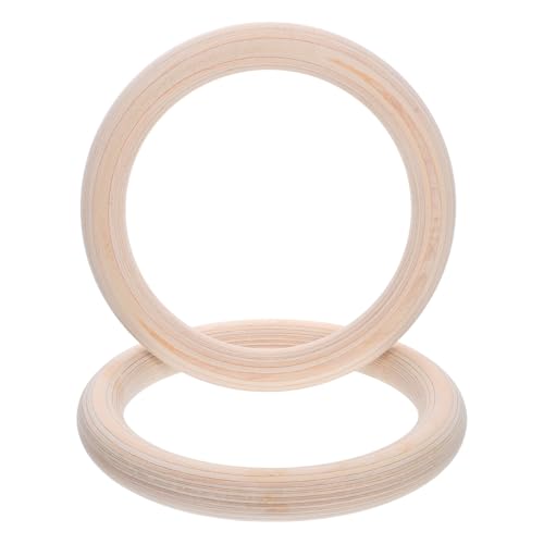 Wooden Gym Rings 2pcs Set with Straps Pull up Rings for Exercise Strength Training Calisthenics Fitness Home Workout Equipment