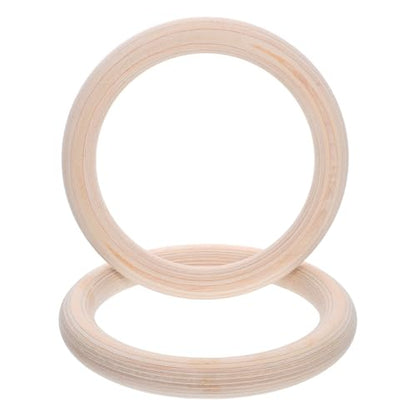 Wooden Gym Rings 2pcs Set with Straps Pull up Rings for Exercise Strength Training Calisthenics Fitness Home Workout Equipment