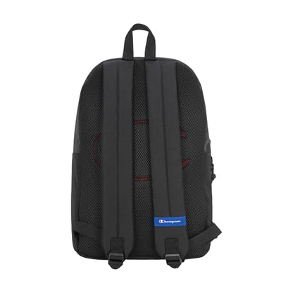 Champion Manuscript Backpack with Padded Adjustable Straps, Water Bottle Pocket for Work, Travel, Daily Use - color: Black
