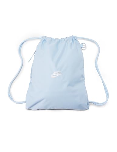 Nike Unisex Adult Classics Heritage 2.0 Drawstring Bag Backpack (12L) | Mens and Womens - color: Hydrogen Blue/Hydrogen Blue/White