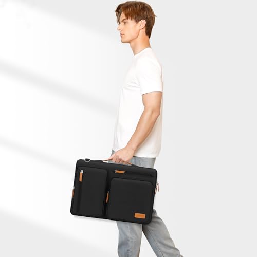 MOSISO 360 Protective Laptop Shoulder Bag,15-15.6 inch Computer Bags Compatible with MacBook Pro 16 inch, HP, Dell, Lenovo, Asus Notebook,Side Open Messenger Bag with 4 Zipper Pockets, Black - color: Black, size: 16 inch