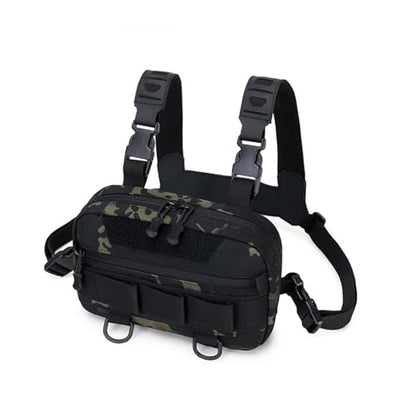 Outdoor Sports Chest Bag Utility Backpack, Portable, Multifunctional Practical Large Capacity Breathable for Camping Outdoor, Black Camo