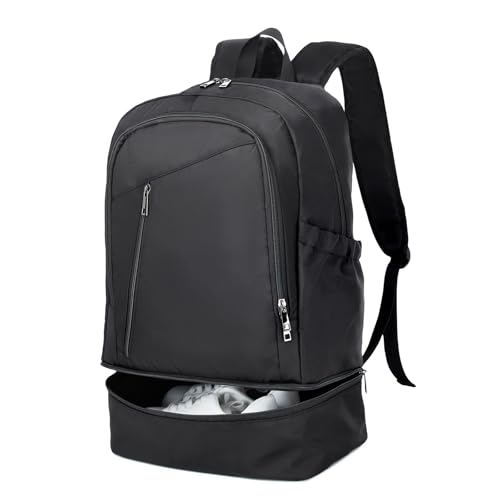 seyfocnia Large Gym Backpack for Men,Waterproof Travel Backpack With Shoe Compartment Lightweight Sports Gym Bag Casual Daypack, Black - size: 22inch