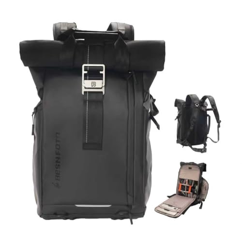 Besnfoto Waterproof Camera Backpack, Rolltop Photography Bag for Photographers, Expandable DSLR Mirrorless Case with 15.6" Laptop Compartment, Quick Side Access & Tripod Holder for Hiking Travel - color: Black Ii