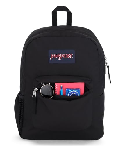 JanSport Cross Town Backpack 17" x 12.5" x 6" - Simple Bag for Everyone with 1 Main Compartment, Front Utility Pocket - Premium Class Accessories - Black - color: Black