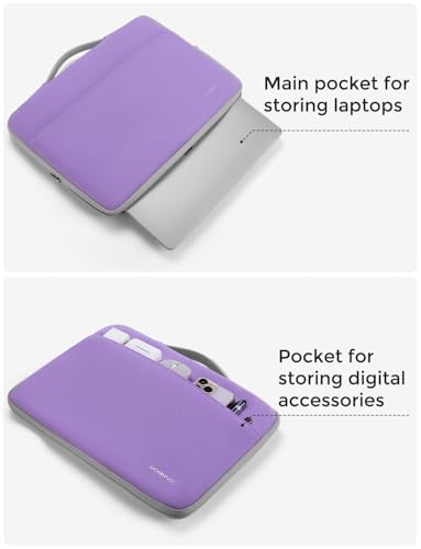 DOMISO 14 inch Laptop Case Sleeve Protective Cover Compatible with 15 inch MacBook Air M4 M3 M2,MacBook Pro,14-15 inch HP Dell ASUS Lenovo Chromebook,Waterproof Computer Cases Bag with Handle,Purple - color: Purple, size: 14" Laptop/15" for mac book