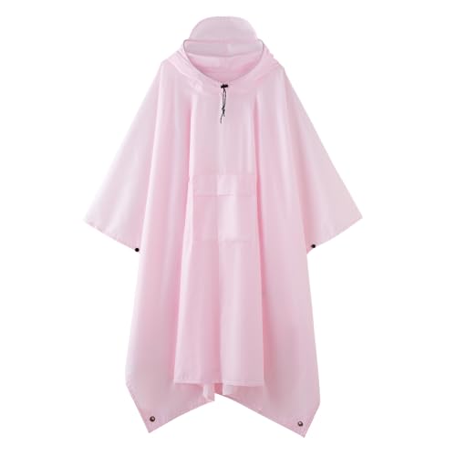 Hooded Waterproof Raincoat, Unisex Outdoor Hiking Camping Mat and Small Tent - color: Pink