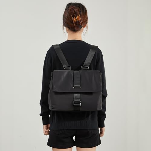 Commuting backpack for both men and women, casual computer backpack, crossbody bag, versatile backpack (Black) - color: Black