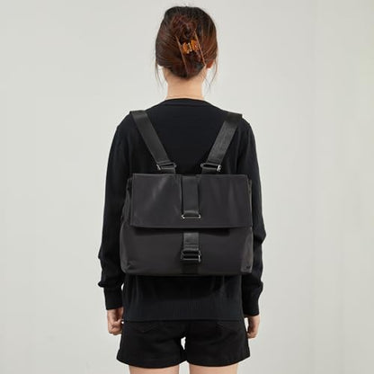 Commuting backpack for both men and women, casual computer backpack, crossbody bag, versatile backpack (Black) - color: Black