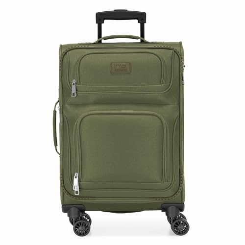U.S. Traveler Rio Lightweight Softside Rolling Carry-on Suitcase, 4-Wheel Single, Green - color: Green, size: 22"