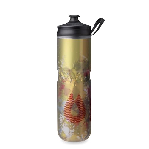 HydraPak | Polar Bottle - Polar Sport Insulated Water Bottle - BPA-Free, Sport & Bike Squeeze Bottle with Handle (Splash Gold, 700ml / 24oz) - color: Splash Gold, style: 24oz/700ml