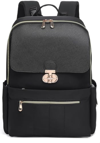 Slim Laptop Backpack Work Backpack for Women Fits 15.6 Inch Laptop, College Bookbag Computer Back Pack Purse Daypack Travel Bag, Lightweight & Waterproof (Black) - color: Black
