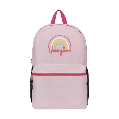 Champion Kids' Merit Backpack with Padded Straps, Water Bottle Pocket and Laptop Compartment for Daily Use, Rose/Hot Pink, One Size - color: Rose/Hot Pink