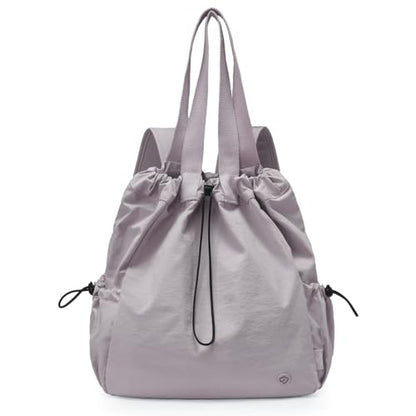 Casual Lightweight Small Backpack For Women 14.5 Inch Durable Drawstring Dual Use Travel Daypack - color: Light Purple